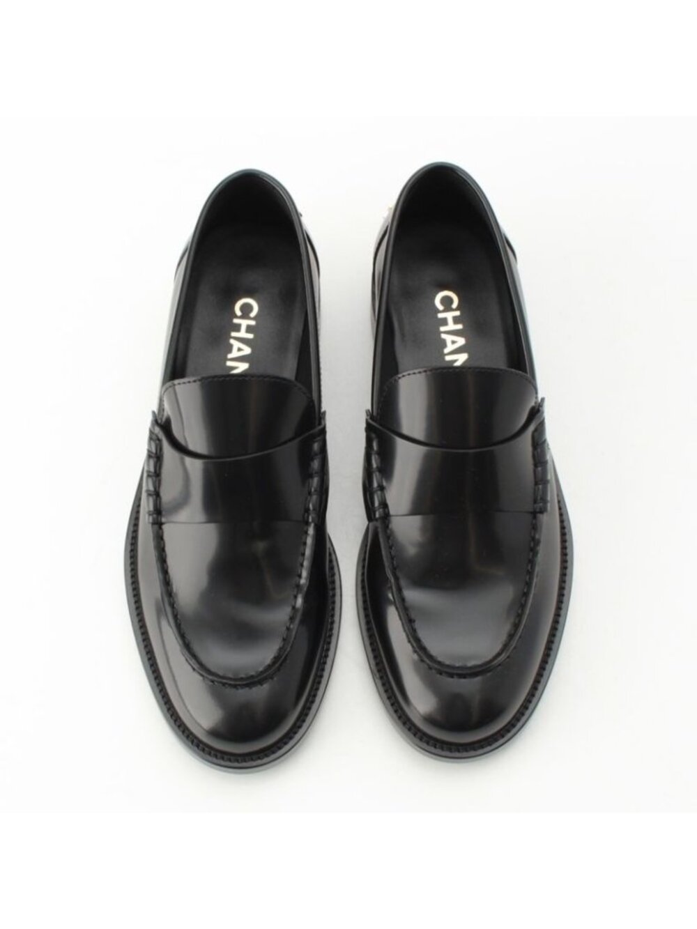 Chanel Back Logo Loafers Shoes Black 38 - Picture 2 of 10